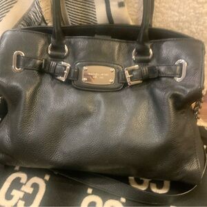 Michael Kors Black Shoulder Bag with Pebbled Leather